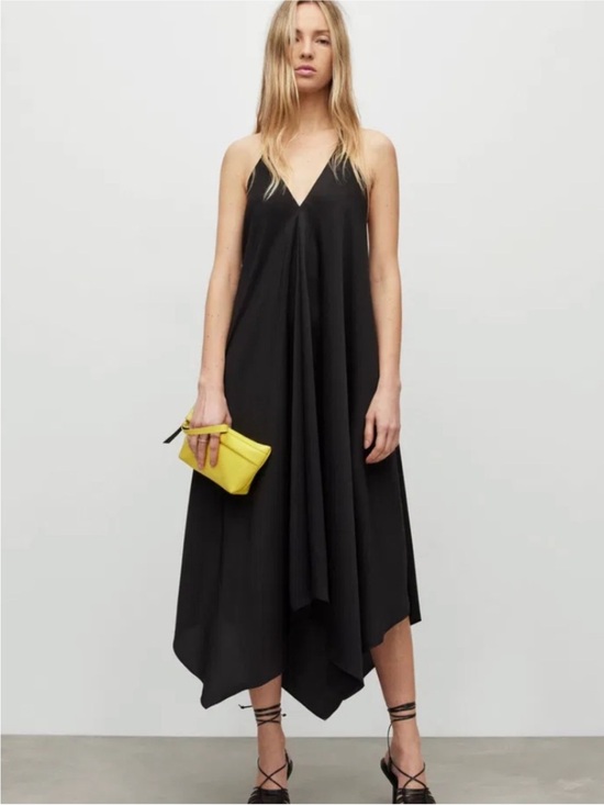All Saints Dresses & Skirts - All Saints - Lil Strappy Black Satin
Asymmetric Midi Dress - Size 4